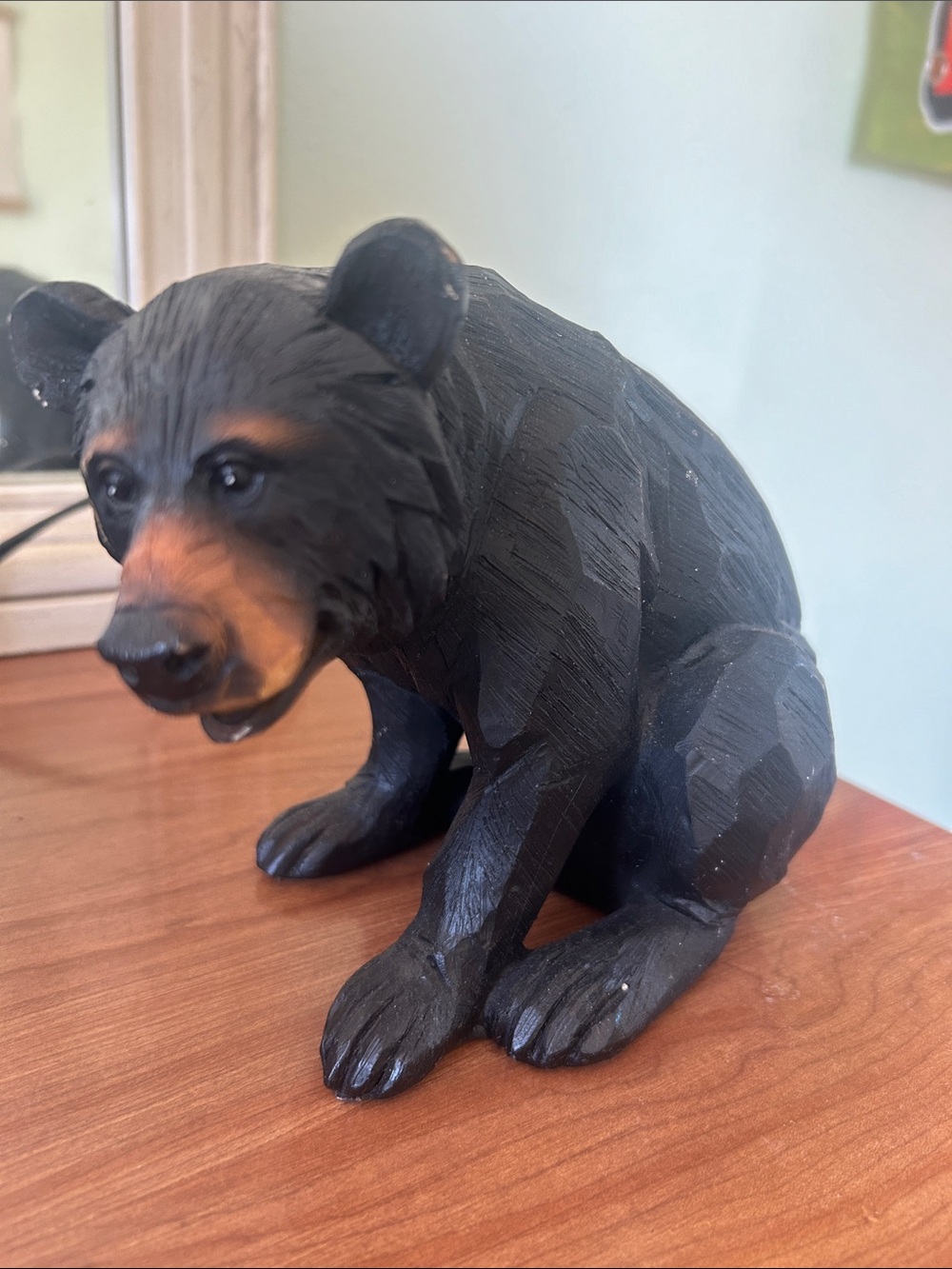 Set of 2 Black Wooden Bear Figurines - Picture 2 of 10